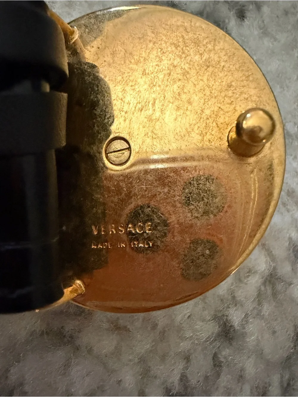 Authentic Versace Medusa Gold Buckle Black Leather Belt Size 90/36
